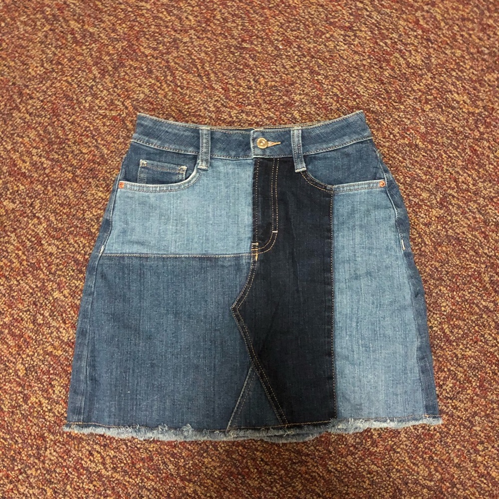 multi colored jean skirt